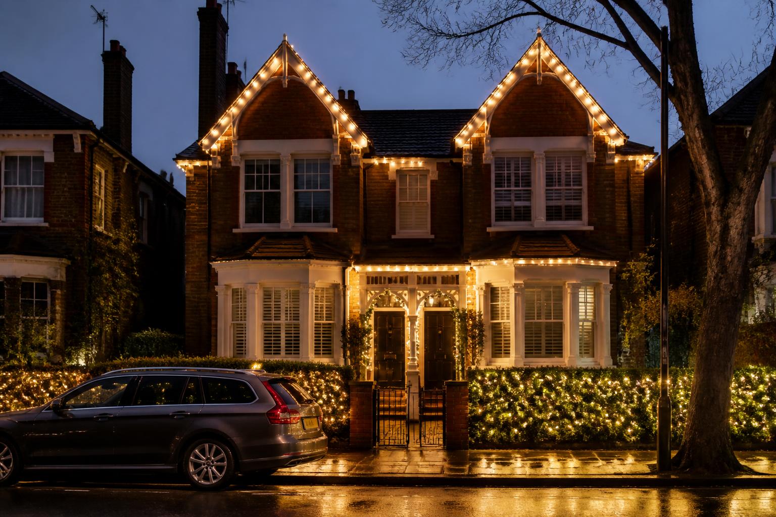 Double-Fronted Edwardian, Wimbledon Village — Wimbledon Village, lit with warm white Christmas lights