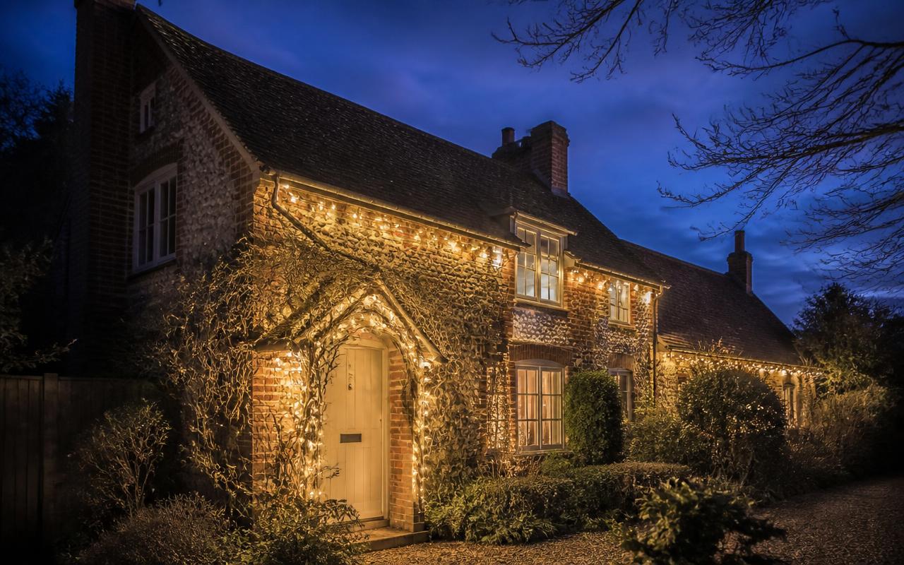 Period Cottage, Surrey — Surrey, lit with warm white Christmas lights