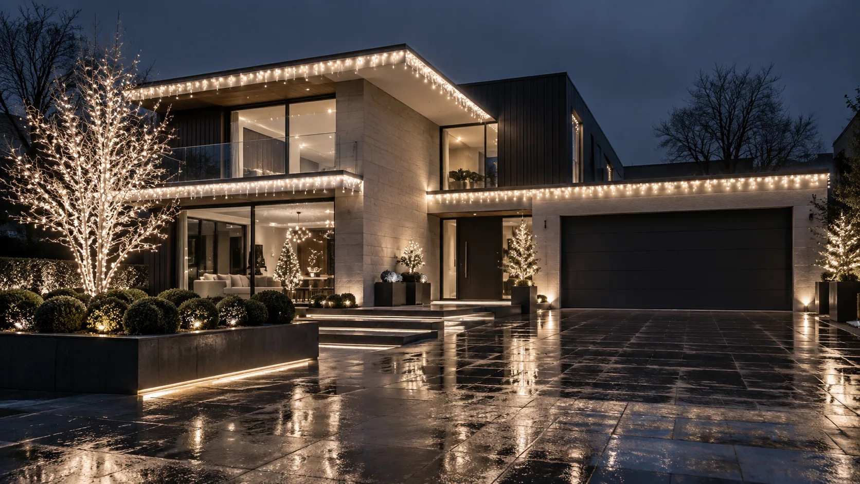 Modern Architectural illustrative Christmas lighting concept