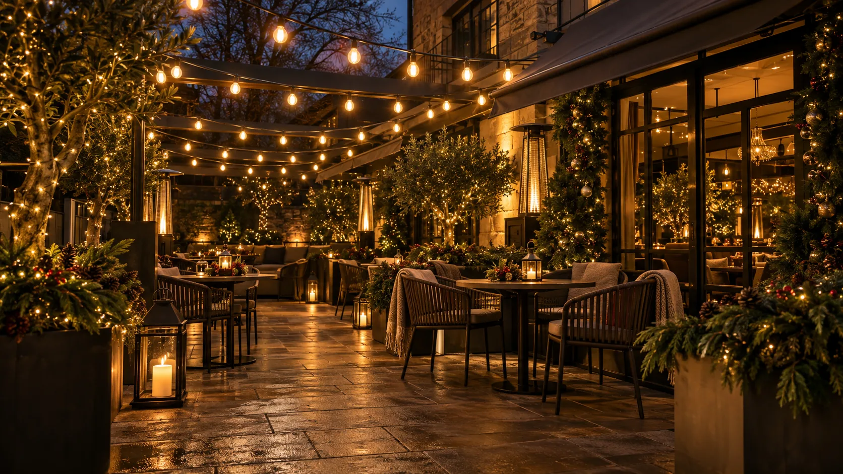Festoon Terrace illustrative Christmas lighting concept