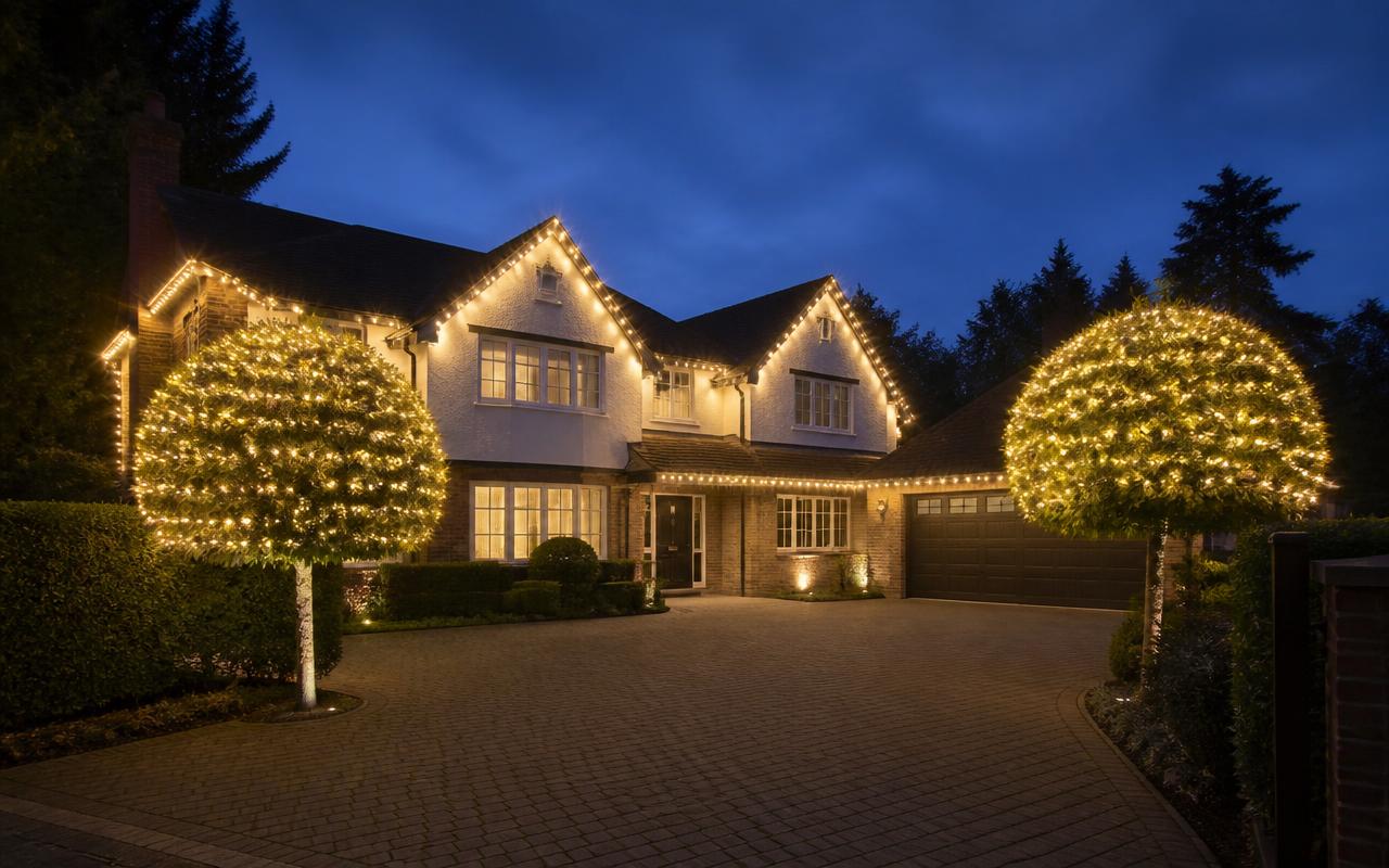 Detached Family Home, Esher — Esher, lit with warm white Christmas lights
