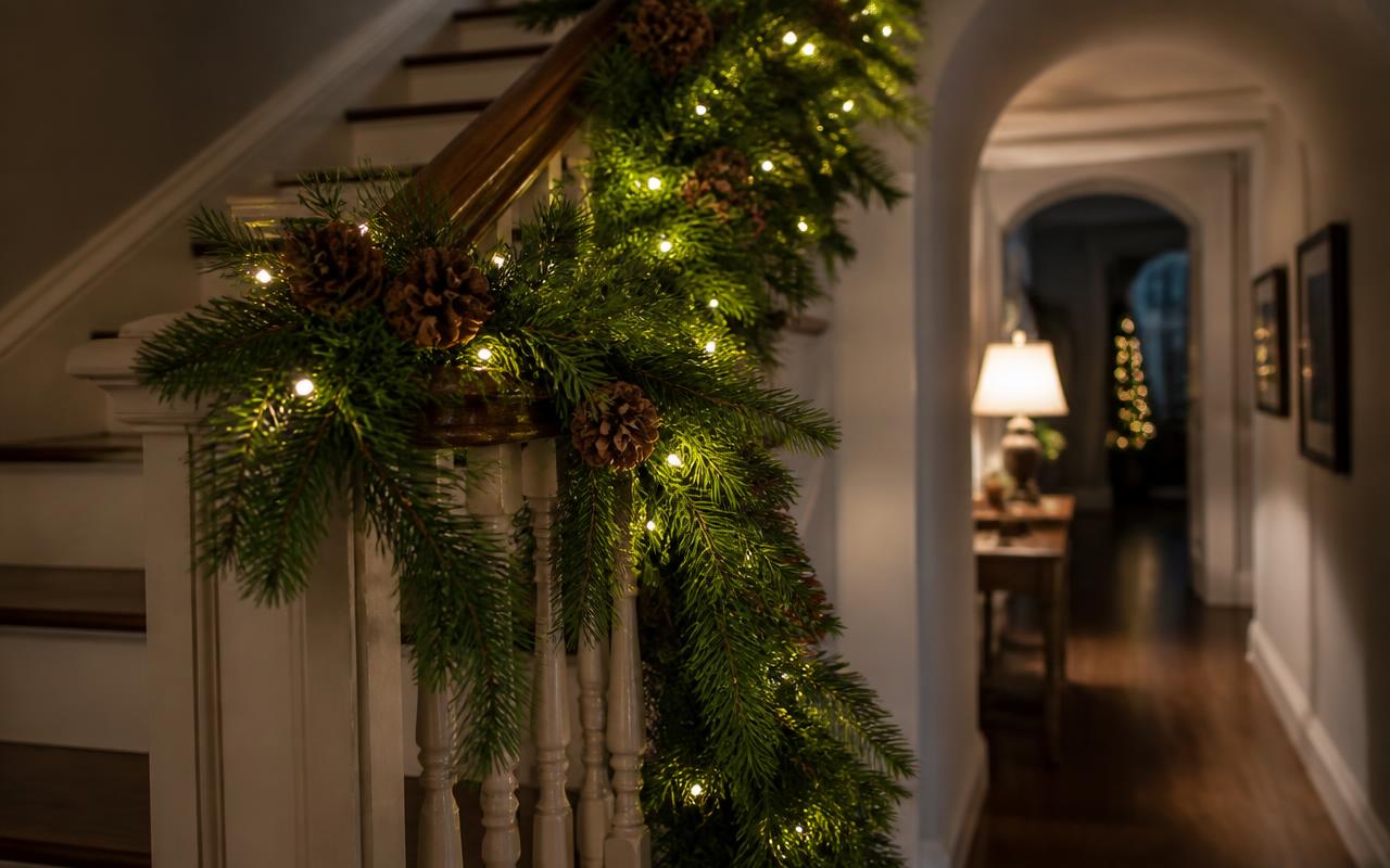 How to Hang a Christmas Garland on a Staircase Banister (Properly)